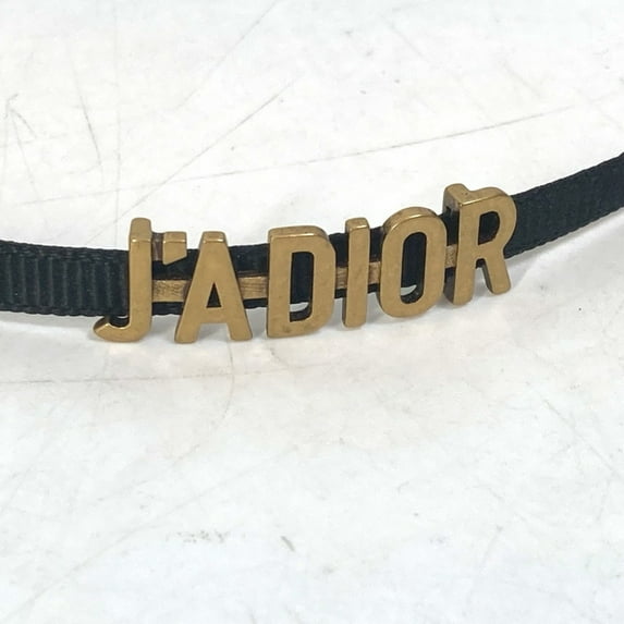 Pre-Owned CHRISTIAN DIOR Accessories Choker Necklace Gold Black (Good)