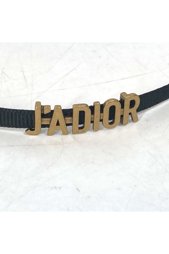 Pre-Owned CHRISTIAN DIOR Accessories Choker Necklace Gold Black (Good)