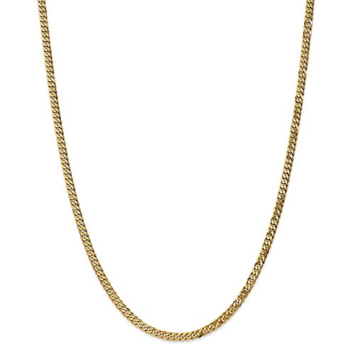 14k Yellow Gold 24in 3.9mm Flat Beveled Curb Necklace Chain by Jewelrypot