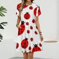 thumbnail image 2 of Ladybug Dress Summer Street Style Dresses Female Short Sleeve Printed Sundress, 2 of 7