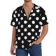 thumbnail image 1 of Fotbe Black and White Polka Dot Camisa Estampada de Manga Corta para Hombre, Casual de Verano, Estilo Playero, Sin Arrugas-Medium, 1 of 5