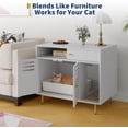 thumbnail image 4 of Rugerasy 31.5 Inch Cat Litter Box Enclosure,Hidden Litter Box Furniture with 2 Storage Compartments,Scratching Mat,Indoor Pet House Washroom,Dog Proof Kitty Litter Box Enclosure,White, 4 of 8