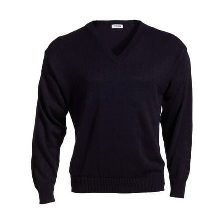 Links Stitch Sweater - Ed Garments Stylish V-Neck Jersey Stitch Sweater, NAVY, Small