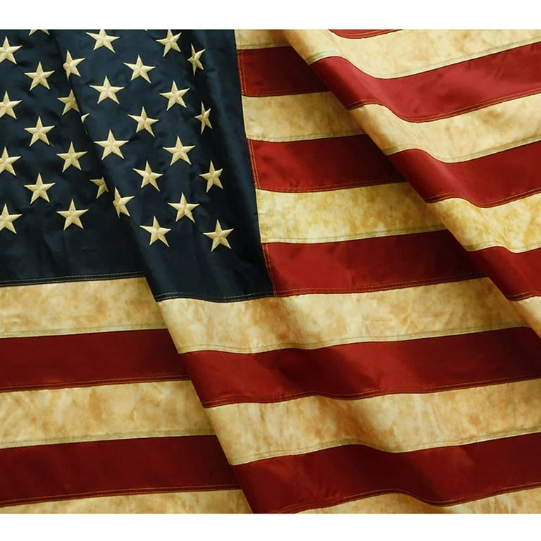 Sewn Tea-Stained US Flag 3'x5' Yard Banner Sewn Tea-Stained US Flag 3'x5' Yard Banner