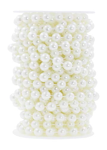 Christmas Wedding 10mm String Faux Pearl Beads Garland 18 Feet Roll Crafts 