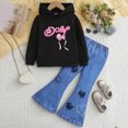 thumbnail image 2 of Toddler Girls Fall Outfit 24 Months 2T 3T 4T 5T 6T 7T Long Sleeve Sweatshirt with Flower Print Belted Pants and Flare Pants Clothing Set V Size 4-5 Years, 2 of 4