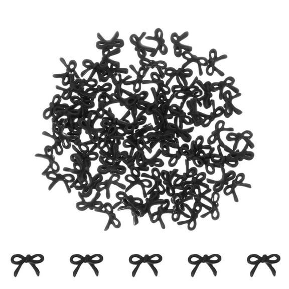 Uxcell 100Pcs Bow Nail Charms, 0.2" Cute Resin Mini Bows Decorations 3D Nail Bowknot for Birthday Party DIY Crafts Phone Case Jewelry Decoration, Black