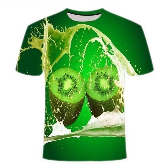 T-Shirt Créatif d'Été pour Hommes Citron Concombre Imprimé 3d Hip Hop Classique Col Rond Mode Décontracté Manches Courtes