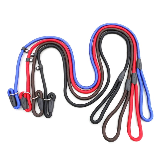 UPGRATOR 1Pack Training Lead Collar Leash Coffee Nylon Cotton Rope Adjustable Dog Training Walking Traction 0.2in*55in