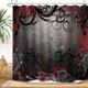 thumbnail image 1 of ZXMBF Cortina de ducha roja y negra, bosque mágico místico, inspiración moderna, remolinos florales, hojas, cortina de baño, tela impermeable, decoración de baño, 72 x 72 pulgadas, ganchos de plástico, 1 of 5