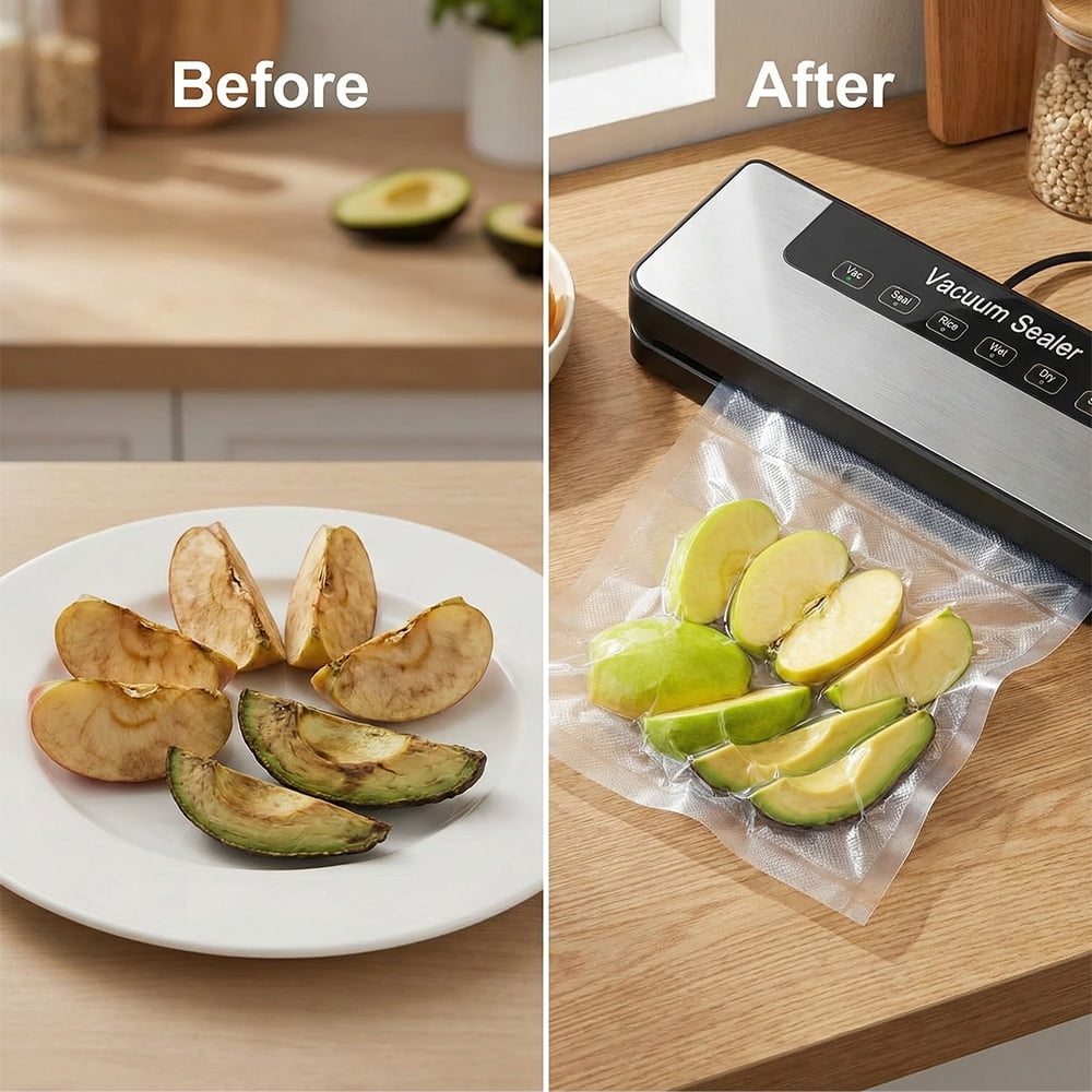 Vacuum Sealer Machine 65kPa Suction, Automatic Food Sealer with External Hose, Dry & Wet Modes, 30cm Sealing Width, Includes 50 Bags and External Hose (110V US Plug)