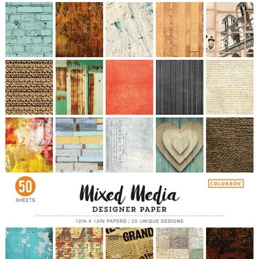 Colorbok Mixed Media Multicolor Designer Paper, 12"x12", 67 lb./100 gsm, 50 Sheets