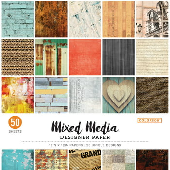 Colorbk Mixed Media Multicolor Designer Paper, 12x12, 50 Sheets