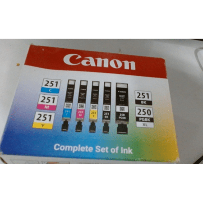 Canon PGI-250XL Black, CLI-251 B/C/M/Y Ink Cartridges, High Yield