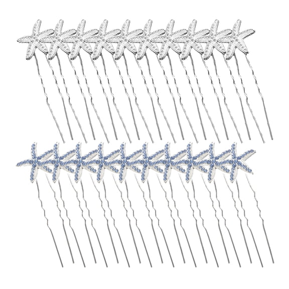 Tineasur U Shaped Clip Rhinestone Hair Pin Blue 20Pcs