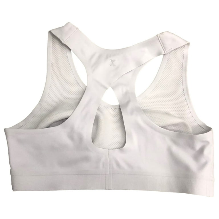 Xersion Womens White Medium Support Bonded Racer Back Sports Bra