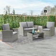 thumbnail image 1 of Sonerlic 4 Pcs Outdoor Furniture Sets with Armrests and Table, Patio Rattan Wicker Loveseats for Garden,Lawn Deck, Gray, 1 of 9