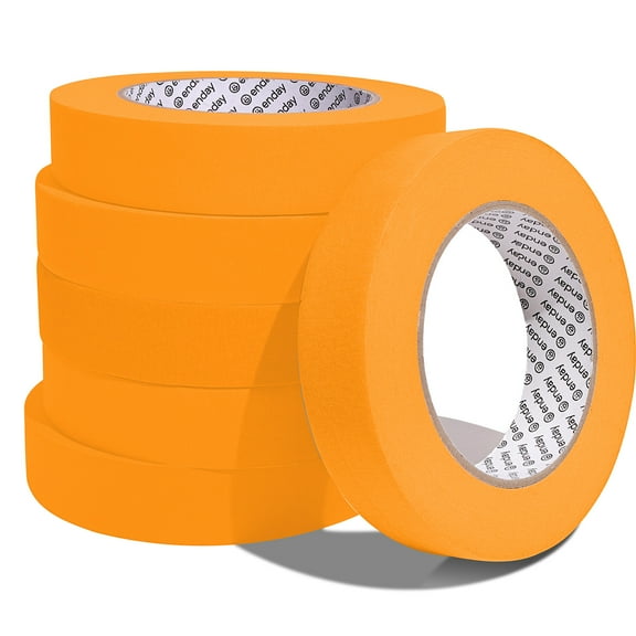 enday Masking Tape, 1" x 60 Yards, Orange, Pack of 6
