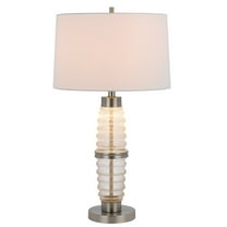 Cal Lighting 100W 3 way Macon glass table lamp with 2W led night light
