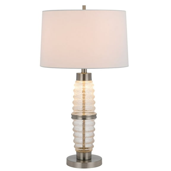 Cal Lighting 100W 3 way Macon glass table lamp with 2W led night light