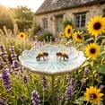 thumbnail image 2 of Bird Bath for Outside,Ceramics Bee Watering Station Bowl with Metal Stake,Flower Shaped Bee Bath for Garden,Yard & Lawn Decor,Green, 2 of 7