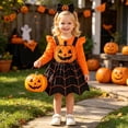 thumbnail image 2 of MEZZALL Girls Hallowmas Long Sleeve O-Neck Romper Bodysuit Cartoon Suspender Skirts Outfit Sets Breathable Clothes Sets, 2 of 8