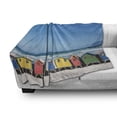 thumbnail image 3 of Travel Soft Flannel Fleece Blanket, Colorful Bathhouses at Muizenberg Cape Town South Africa Standing in a Row Touristic, Cozy Plush for Indoor and Outdoor Use, 50" x 60", Multicolor, by Ambesonne, 3 of 6