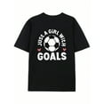 thumbnail image 4 of Girls Soccer Fan T-Shirt - Double Side Print Just a Girl with Goals Iron-On Graphic Short Sleeve Top, Size 3Y-13Y, 4 of 5