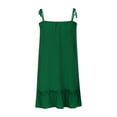 thumbnail image 3 of WIZUTIZ Sundresses for Women 2025 Spaghetti Strap Loose Mini Dress Solid Tank Dress Round Neck Sleeveless Shift Dress for Teen Girls Ruffle Hem Plus Size Club Dress Green XXL, 3 of 6