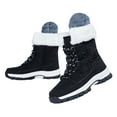 thumbnail image 3 of CAICJ98 Womens Winter Boots Lace Up Mid Carf Boots Warm Lined Waterproof Fashion Women's Snow Boots (Black,Size 7.5), 3 of 9