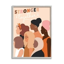 Stupell Industries Stronger Together Inclusive Phrase Group of Women Inspirational Painting Gray Framed Art Print Wall Art, 24 x 30