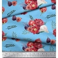 thumbnail image 3 of Soimoi Blue Moss Georgette Fabric Fig,Pomegranate & Floral Print Fabric by Yard 42 Inch Wide, 3 of 3