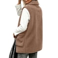 thumbnail image 4 of Staron Women's Sleeveless Vests for Women Casual Basic Collared Button Down Loose Fit Fall Winter Coat Jacket Vest, Brown 3XL, 4 of 7