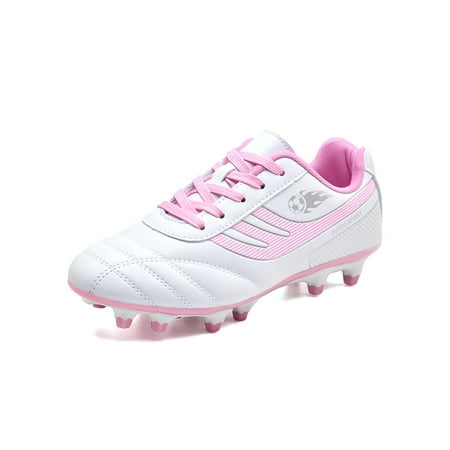 

Ritualay Unisex Non Slip Lace Up Athletic Shoe Training Short Nail Basketball Comfort Round Toe Football Sneaker Pink Long 3Y