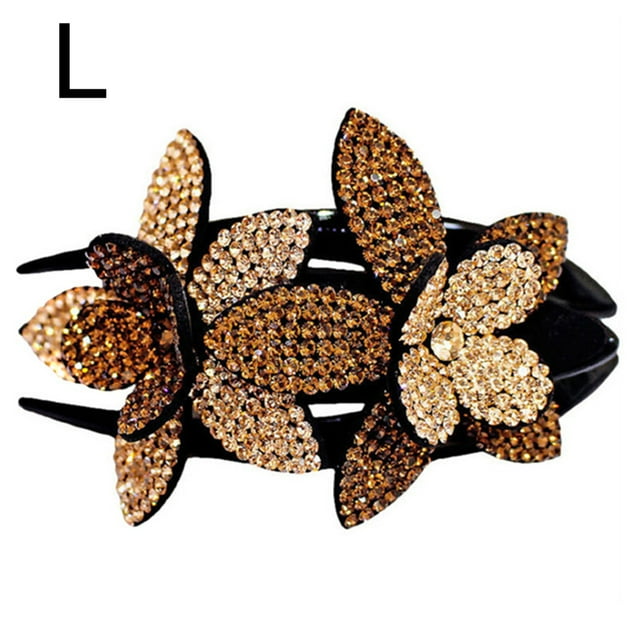Pince à Cheveux Double Fleur en Strass pour Femmes, Pince à Cheveux, Barrette de Coiffure, Coiffe en Strass pour Femmes et Filles
