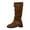 Z02 Brown, variant on Gyexs Suede Boots for Women Low Heel Mid Calf Slouchy Slip On Casual Boots Fashion Side Zipper Round Toe Fall Winter Boots Beige Size 9