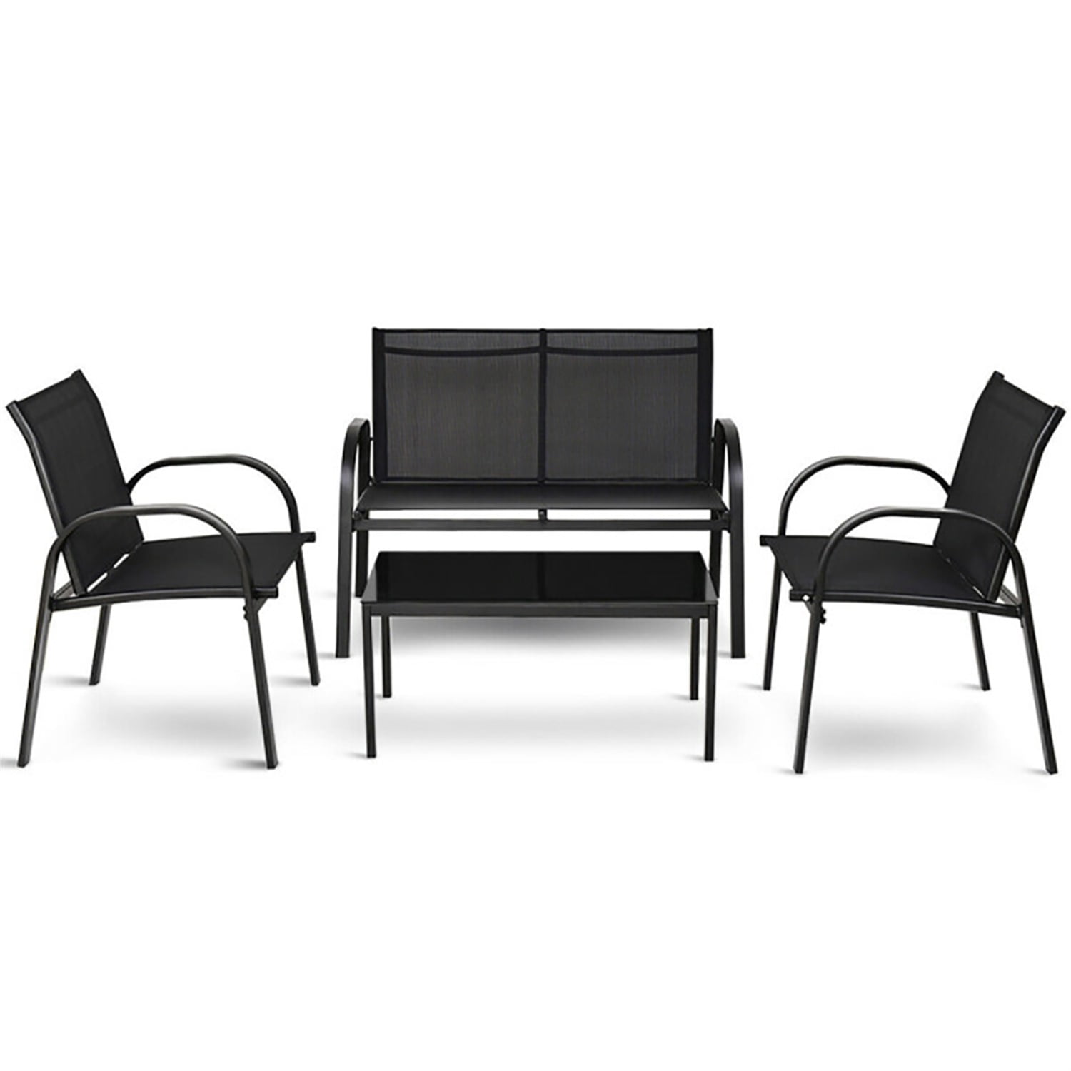 Aimee Lii 4 Pieces Patio Furniture Set with Glass Top Coffee Table, Outdoor Patio Set Aimee Lii 4 Pieces Patio Furniture Set with Glass Top Coffee Table, Outdoor Patio Set