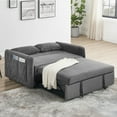 thumbnail image 6 of 3 in 1 Convertible Sleeper Sofa Bed,55" Modern Velvet Pull Out Sofa Bed with 2 Pillows and 2 Detachable Pockets,Upholstered Loveseat Sofa Couch with Adjustable Backrest for Living Room Office,Gray, 6 of 9