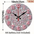 thumbnail image 3 of 2D Flat 1pc 10Inch Wooden Elegant Pink Diamond Design Pattern Wall Clock - 10 Inch Large Round Swiss Quartz Movement, Modern Minimalist Design with Hands Pink Number 12, Battery-operated, 3 of 7