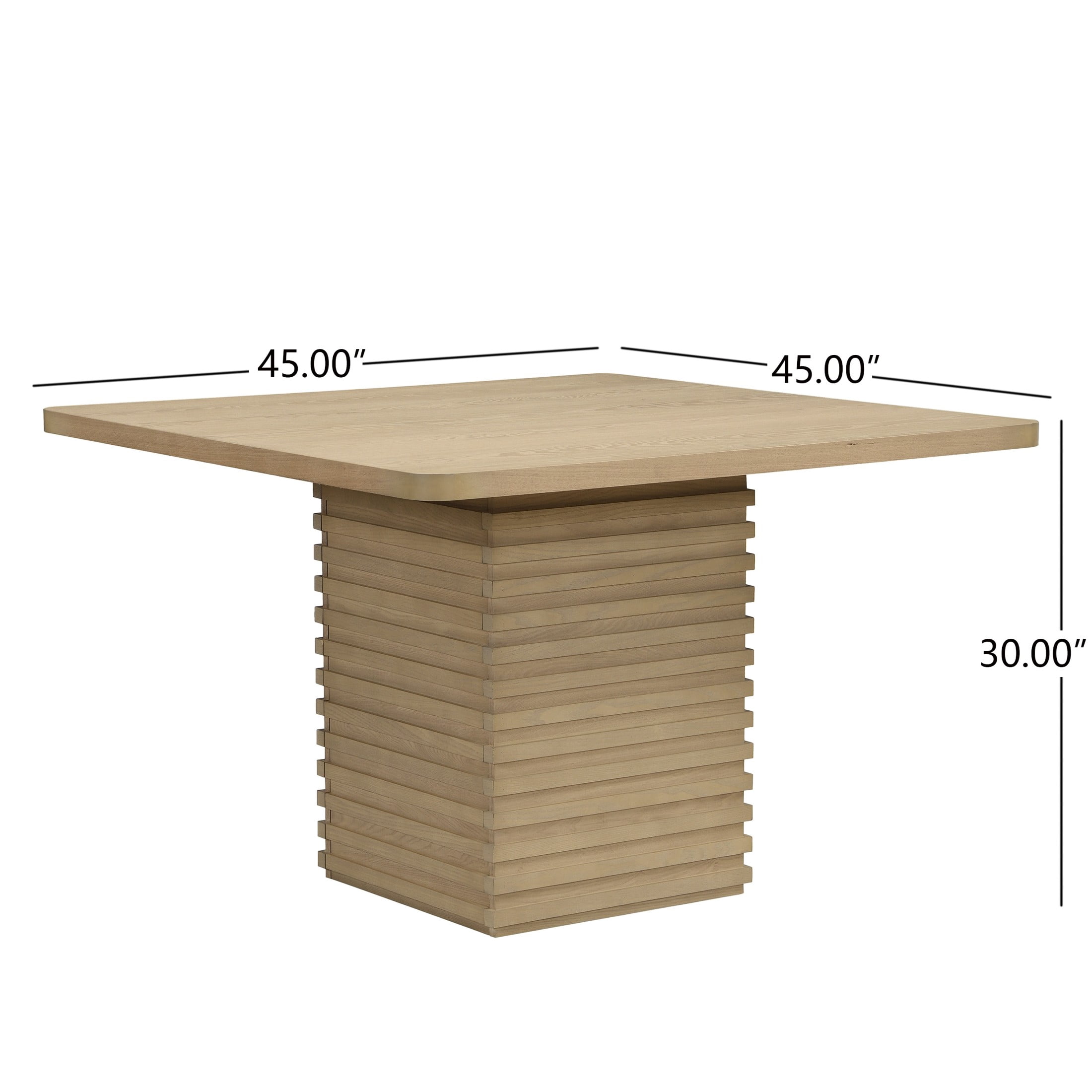Christopher Knight Home 45" Modern Square Dining Table with Pedestal Base, Seats 4, Light Ash