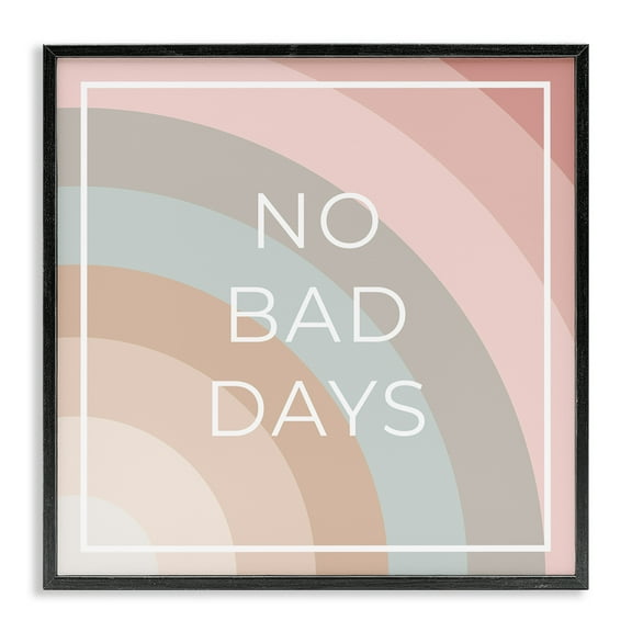 Stupell Industries No Bad Days Rainbow Text & Numbers Painting Black Framed Art Print Wall Art, 12 x 12