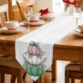thumbnail image 2 of White Green Pumpkins Fall Table Runner Linen Burlap Table Runner 72 Inches Long Thanksgiving Wooden Botanical Dresser Scarves for Kitchen Island Coffee Dining Room Party Holiday Decoration 16"x72", 2 of 8