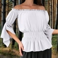 thumbnail image 5 of Women's Renaissance Shirt Ruffle Sleeve Off The Shoulder Peplum Blouse Retro Medieval Dressy Top, 5 of 5