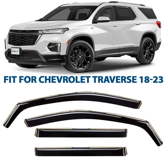 CLIM ART In-Channel Incredibly Durable Rain Guards for Chevrolet (Chevy) Traverse 2018-2023, Original Window Deflectors, Vent Deflector, Vent Window Visors, Dark Smoke Car Accessories, 4pcs - 618168