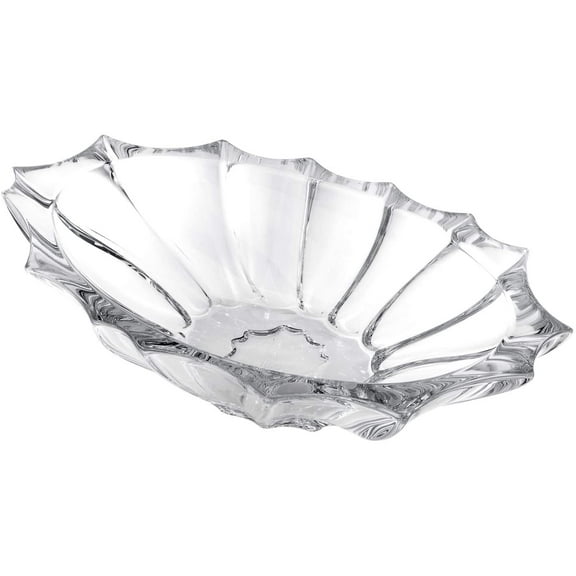 Aurum Crystal PLANTICA 14.6-Inch Jardiniera Crystal Oval Bowl, Bohemian Fruit and Candy Bowl, Traditional Decorative Centerpiece, Great Gift Idea