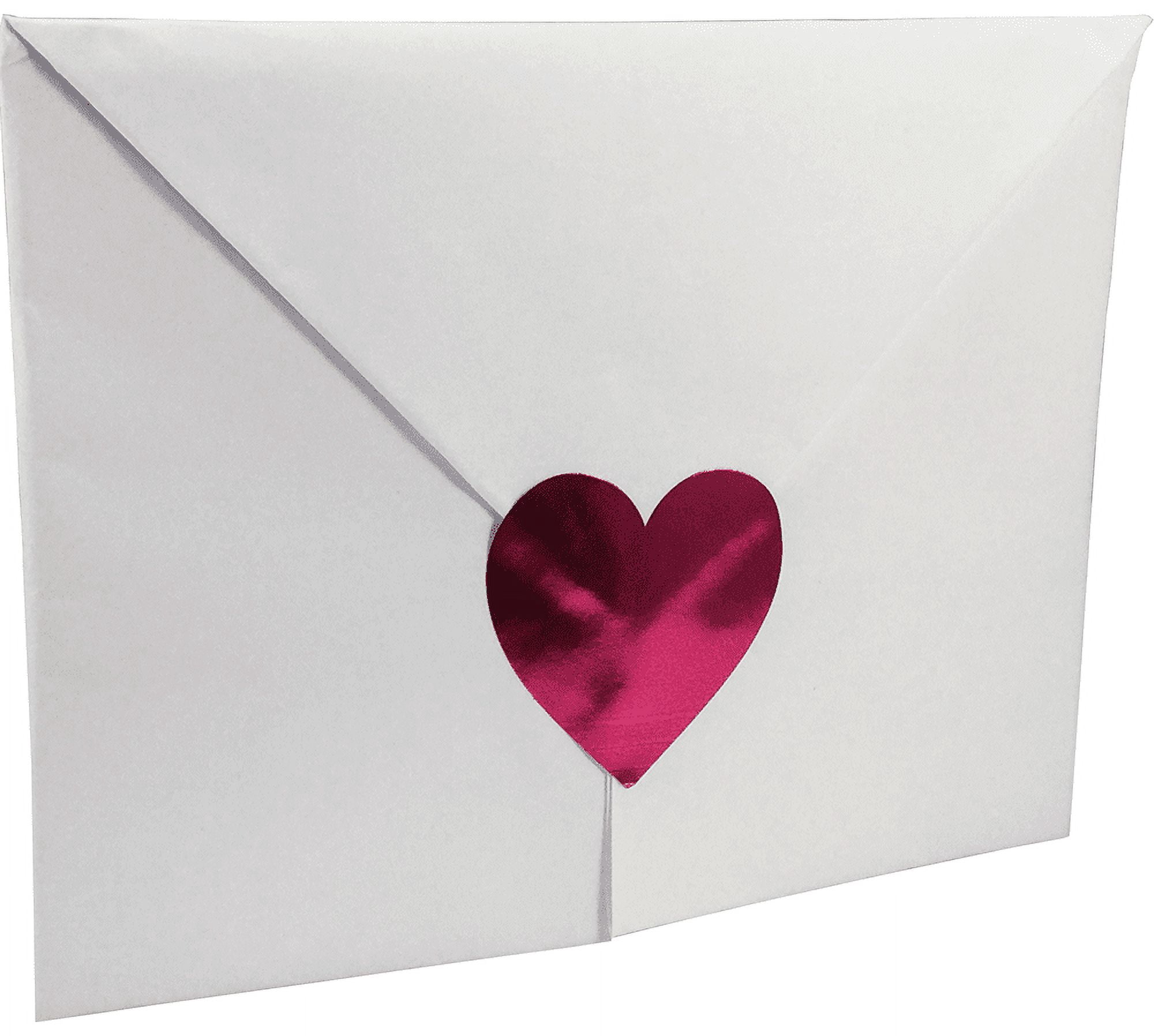 Metallic Red Heart Stickers, 1.5 Inches in Size, 500 Labels on a Roll