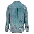 thumbnail image 5 of Blue Womens Blouses Women's Long Sleeved Printed Button Down Shirt Ladies Tops and Blouses, 5 of 5