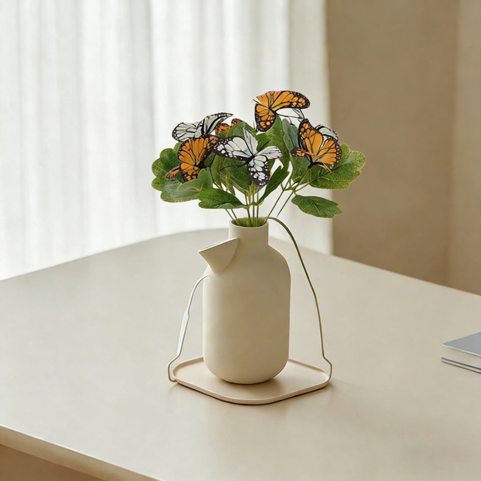 Flowers with Butterflies Artificial Flowers for Outdoor Indoor Decor, for Hanging Planters Garden Porch Window Box Home Wedding Farmhouse