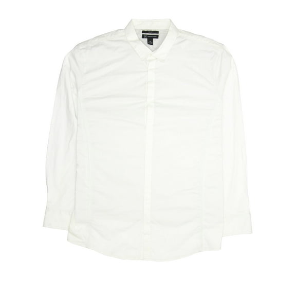 INC International Concepts Mens Button Down Shirt Sport (2XLarge, White)