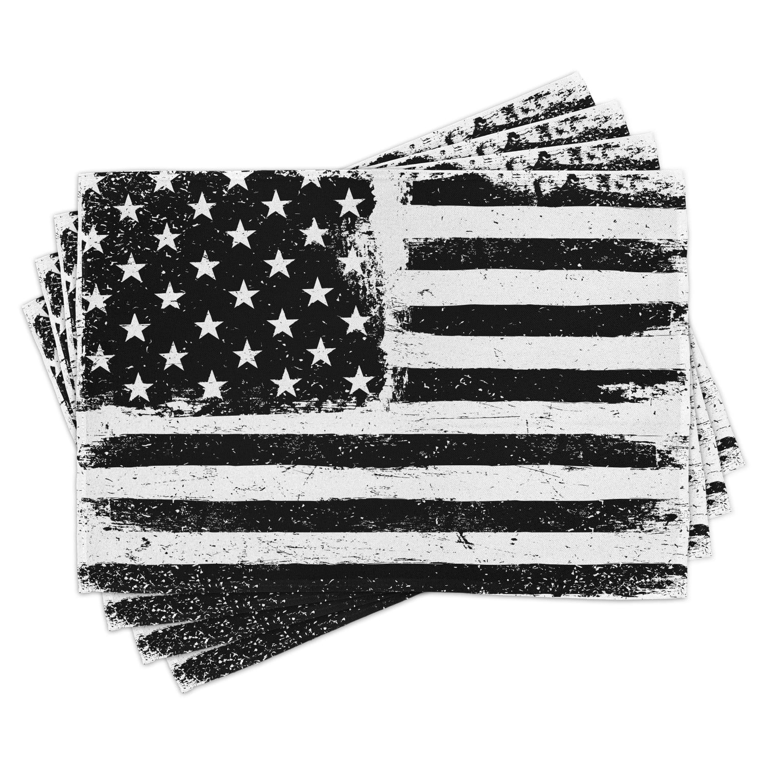 United States Placemats Set of 4 Grunge Aged Black and White American